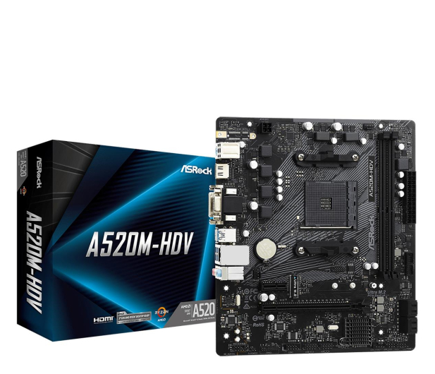 ASROCK Płyta główna A520M-HDV AM4 2DDR4 HDMI/DVI/VGA M.2 mATX - 613680 - zdjęcie